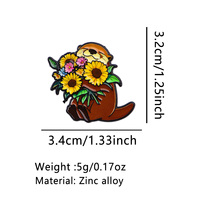 Broche émaillée Mignonne Loutre Tournesol, Épingles de revers, Badges pour sacs à dos et vêtements, Bijoux amusants, Cadeaux pour amis
