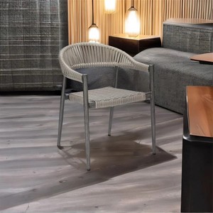 Patio Rope Plastic Weave Fabric Outdoor Indoor Aluminum Rattan Garden Bistro Club <strong>Chair</strong> Grey for the Restaurant - Product Image 5