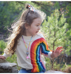 Autunno Inverno Dei Bambini Delle Ragazze Manica Lunga Arcobaleno Bambini Pullover di Cotone Girocollo <span class=keywords><strong>Felpe</strong></span> - Product Image 2