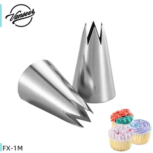कारखाने की आपूर्ति 1M स्टेनलेस स्टील खुले स्टार केक सजा पाइपिंग सुझावों के लिए कप केक पाक उपकरण