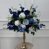 Bouquet de mariée en cannes à sucre orange et bleu marine de 40 cm pour séances photo et centres de table, boule de fleurs