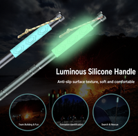 Bâton de randonnée multifonctionnel lumineux en alliage d'aluminium, kit de survie pour le camping, support de téléphone, multi-outils, étui rigide