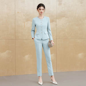 Ensemble de costume ajusté uni pour femme, nouvelle collection automne-hiver, design coréen haut de gamme, élégant, tendance, professionnel, pour le travail et les déplacements - Product Image 4