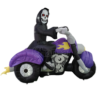 Décoration d'Halloween personnalisée pour l'extérieur, fantôme gonflable monté sur une moto, décoration de jardin pour fête d'Halloween
