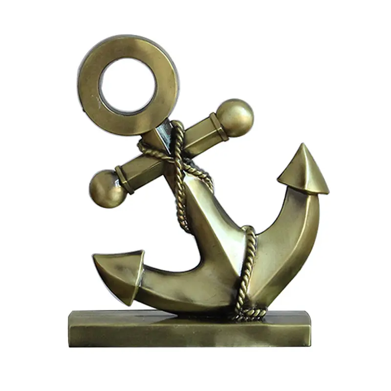 Resin Anchor Figurine Model Statue Ornament Antique Boat Anchor Mediterranean Style Decoration