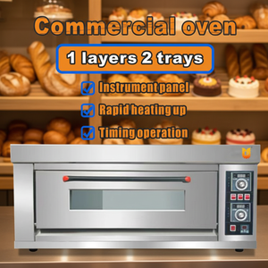Horno de Convección Eléctrico/a Gas de Acero Inoxidable de Una Plataforma y 2 Bandejas, Horno para Hornear Pequeño para Panadería, Cafetería, Restaurante - Product Image 1