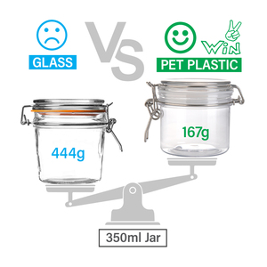Wholesale Clear 12 OZ PET Jars Multifunctional Nuts Sauce 350ml Plastic Jar with Metal Sealing Lock Airtight BPA Free - Product Image 2