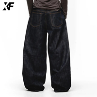 XUFEI Jeans en denim brut japonais à ourlet brut, coupe ample et large, design vintage OEM personnalisé, pour homme
