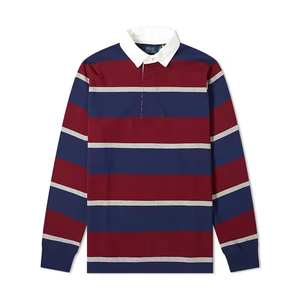 Uniforme personnalisé de haute qualité Chemises de golf à rayures Sweat-shirt de rugby Broderie à manches longues Chemise de rugby en coton polyester pour hommes - Product Image 2