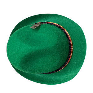 German Oktoberfest Jazz <b>Hat</b> Green Brown Gray <b>Feather</b> Party <b>Hat</b> Adult Unisex Woven Fabric Performance <b>Hat</b> - Product Image 2