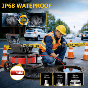 Caméra d'inspection de canalisation vidéo avec écran IPS 9 pouces, <span class=keywords><strong>endoscope</strong></span> de pipeline étanche IP68 <span class=keywords><strong>50M</strong></span>, auto-nivelant 1080P - Product Image 4