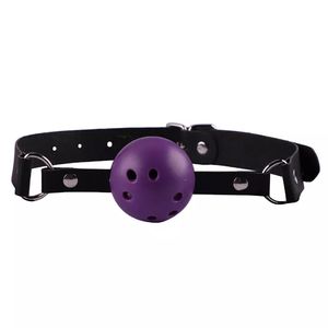 Commercio all'ingrosso 4 colori Bondage bocca Gag cintura nera Slave Ball Gag giocattoli del sesso per coppie Sm gioco fissazione palla - Product Image 4