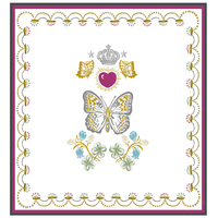 Tapis de Mahjong Américain - Tapis de Table de Mahjong de Luxe avec Motif Papillon et Couronne - Tapis de Jeu en Feutre Antidérapant pour Soirée de Jeu en Famille