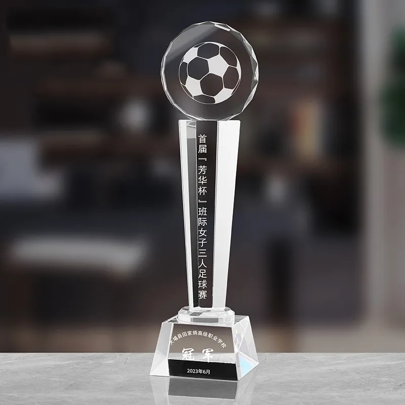 Troféu mundial de futebol feito à mão em 3D com gravação personalizada, grande troféu mundial de futebol, bola de cristal, prêmio de troféus de futebol, copo para esportes, troféu de cristal
