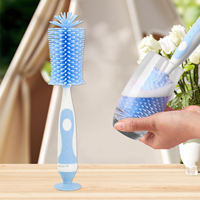 Nouvelle brosse de nettoyage portable en silicone à 360 degrés pour biberons, tétines et pailles, avec long manche, vente en gros du fabricant