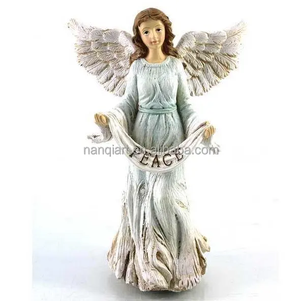 クリスマス工芸品ギフト家の装飾装飾品樹脂伝統的な聖なる家族天使の翼の置物漫画美しい女の子の像