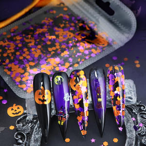 Figurines d'ongles 3D en plastique pour Halloween, paillettes, sequins, citrouille, crâne, étoile, chat, décorations en vrac, breloques - Product Image 3