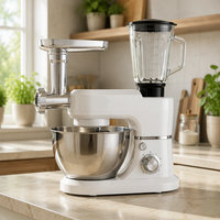 Batteur sur socle électrique 1800W en acier inoxydable avec bol mélangeur à action planétaire pour la maison et la cuisine, idéal pour la pâte et les gâteaux, inclut un crochet pétrisseur