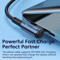 Câble de charge Toocki haute puissance PD 100W, Type-C vers Type-C, design en forme de L à 90 degrés pour ordinateur portable de jeu pendant la charge