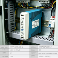 Fuente de Alimentación CC de 20W para Riel DIN Mini, con Corriente de Salida de 3A, Voltaje de Salida de 5V, Fuente de Alimentación Industrial Conmutada Individual, Carcasa de Plástico