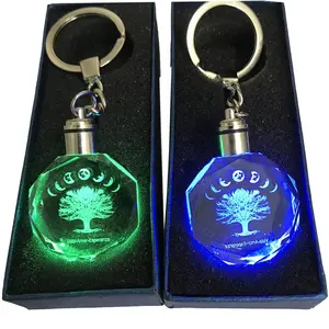 2023 porte-clés arbre de vie led Yggdrasill loki art à feuilles persistantes grand frêne arbre verre cristal porte-clés