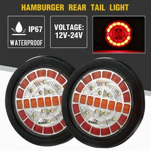 ไฟท้าย LED ทรงกลม 1/2X สำหรับรถพ่วง ไฟท้ายรถบรรทุก 12V 24V ไฟเลี้ยวแบบไดนามิก ไฟเบรก - Product Image 1