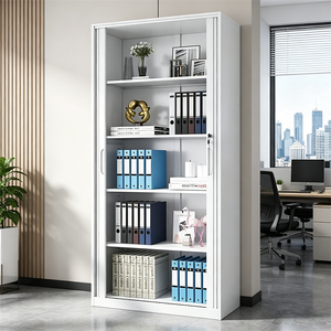Armoire de bureau en acier à porte coulissante, avec serrure antivol, style minimaliste moderne, mobilier commercial - Product Image 4