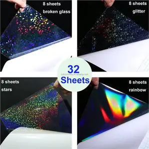 DIY Holographic Sticker Lamination Film A4 8.5*11 Letter Overlay Sheet Size Waterproof Autoadhesivo Cold Laminate Roll