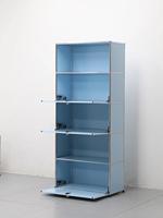 Meuble de rangement modulaire autoportant en acier inoxydable reconfigurable moderne pour chambre et salon