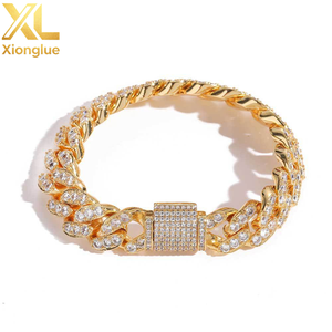 Fashion Trendy Sparkling Women Brass <b>Bracelets</b> Zircon 3 Rows Baguette Stone Cuban Link Chain <b>Bracelet</b> - Product Image 1
