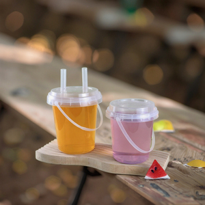 32 OZ plastik içecek kovaları toptan tek kullanımlık meyve konteyner temizle kapaklı kova bardak - Product Image 2