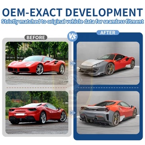Pis-ta phong cách nửa sợi carbon cơ thể Kit cho FERRARI 488 phía trước Bumper Side váy động cơ mui xe Fender Pháo Sáng phía sau Spoiler BodyKit - Product Image 2