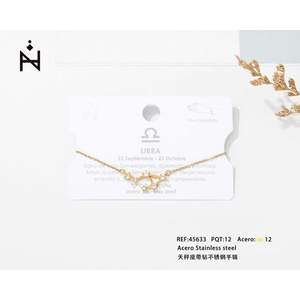 Bracelet en acier inoxydable Libra avec diamants, 12 pièces, minimaliste, à porter au quotidien, unisexe - Product Image 1