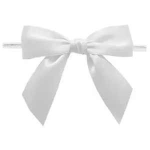 OKAY Free Samples Wholesale Luxury 3" white satin bow with Clear Twist