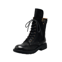 Bottes en daim noir classiques pour femmes, à lacets, avec doublure en cuir véritable, respirantes et confortables, bottes d'automne pour la neige