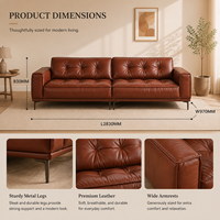 Canapé d'angle en L moderne et personnalisé en cuir véritable marron, écologique, capitonné, avec dossier réglable, rembourrage en mousse, idéal pour hôtels et appartements