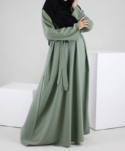 ชุดอาบายะผ้าขนสัตว์ขายส่งจากโรงงานสำหรับสตรีชาวมุสลิม ลายเรียบง่าย ทรงตรง - Product Image 3