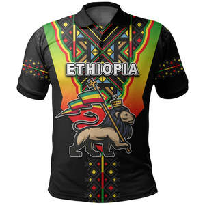 Enkutatash Etiopía Año Nuevo Polo León de Judá Adey <span class=keywords><strong>Abeba</strong></span> Flor al por mayor NO MOQ Ethiopan bandera hombres polos - Product Image 4