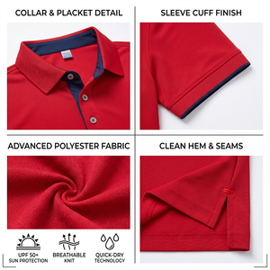 Polo da Uomo a Maniche Corte Personalizzata con il Tuo Marchio in Poliestere Dry-Fit da Golf - Product Image 4