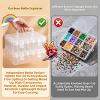 Boîte de rangement transparente en plastique grande capacité avec poignée, idéale pour les perles Perler et la classification des accessoires d'artisanat