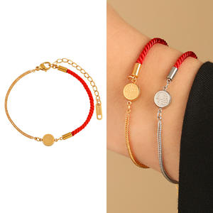 Bracelet <span class=keywords><strong>en</strong></span> corde rouge <span class=keywords><strong>en</strong></span> <span class=keywords><strong>gros</strong></span>, <span class=keywords><strong>en</strong></span> acier inoxydable plaqué or 18 carats, <span class=keywords><strong>bijoux</strong></span> élégants, à la mode et délicats <span class=keywords><strong>pour</strong></span> femmes - Product Image 5