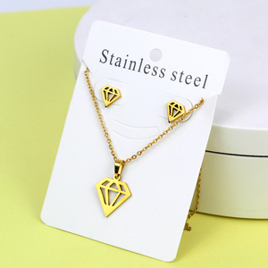 Conjunto de Joyería Minimalista de Acero Inoxidable con Baño de Oro de 18K, Diseño de Corazón Cristiano Simple, Collar y Aretes, Regalo para Bodas y Fiestas - Product Image 3