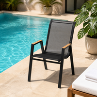 Chaise simple moderne en tube d'acier léger KD pour extérieur, portable pour jardin, imperméable et durable