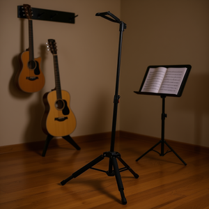 Supporto per Chitarra Regolabile e Pieghevole in Metallo, Treppiede da Pavimento 35.4-47.2 Pollici per Strumenti Musicali - Product Image 2