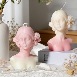 Blindfolded Girl Scented <b>Candle</b> Silicone <b>Mold</b> DIY European Style Closed Eye Craft Ornament Plaster <b>Mold</b> - Product Image 1