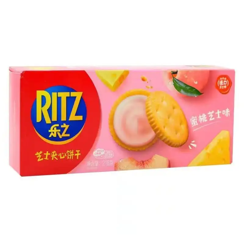 Venta caliente Ritz 218G galletas de sándwich con sabor a melocotón galletas chinas galletas con sabor a queso