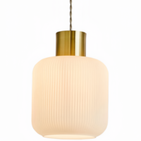 Décor à la maison nordique moderne led suspension nervuré verre opale abat-jour or support de lampe pour salle à manger cuisine chambre