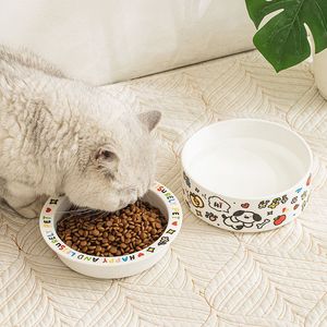 Carino <span class=keywords><strong>ciotola</strong></span> in ceramica per gatti e cani modello solido Anti-punta eco cibo e <span class=keywords><strong>ciotola</strong></span> per bevande protegge le forniture per animali domestici Vertebra cervicale - Product Image 1