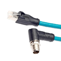 Cable Ethernet M12 de 8 Pines a RJ45, Código B/A, CAT5e, Blindado, Conductor de Cobre Sólido, IP67, Transmisión de Datos y Señal de Cámara, Certificado CE