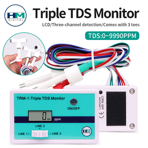 เครื่องวัดคุณภาพน้ำดิจิตอล TRM-1 แบบสามหัววัด TDS หน้าจอ HD แสดงผล 0~9990ppm พร้อมข้อต่อแบบ Tees - Product Image 2